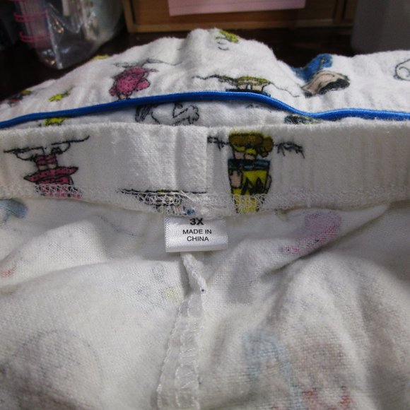 New Snoopy's Peanuts Flannel Pajama set  Size 3 XL with Blue Piping - Picture 5 of 5